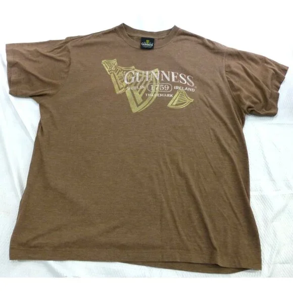 Guinness 1759 Dublin Ireland Official Merchandise XL Brown T-Shirt - Picture 1 of 8